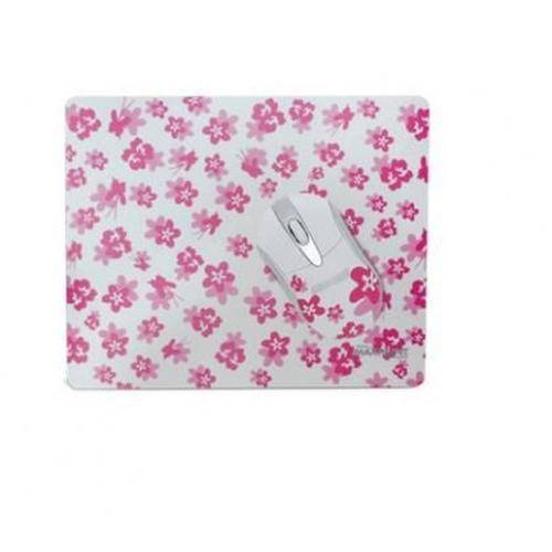 Mouse Maxprint Otico Usb com Base Floral Branco e Rosa Ref.: 607263