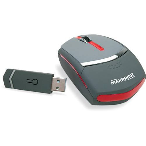 Mouse Maxprint Ótico USB com Fio Cinza e Laranja