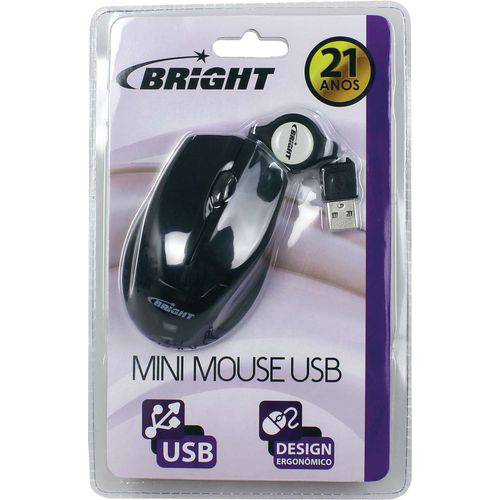 Mouse Mini Optico Usb Brasil 800cpi Retratil Pt Bright/maxell Unidade