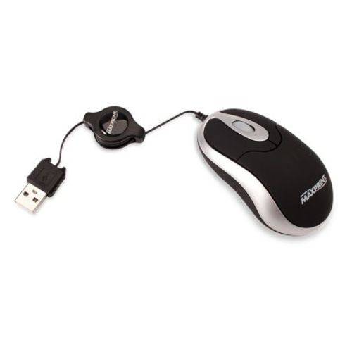 Mouse Mini USB Óptico Retrátil 60656-3 Preto/prata - Maxprint