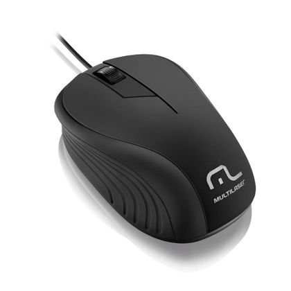 Mouse Multilaser Emborrachado Preto com Fio USB - MO222 MO222