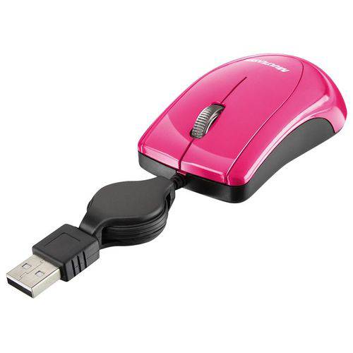 Mouse Multilaser Mini Mo161 Retrátil Usb Pink