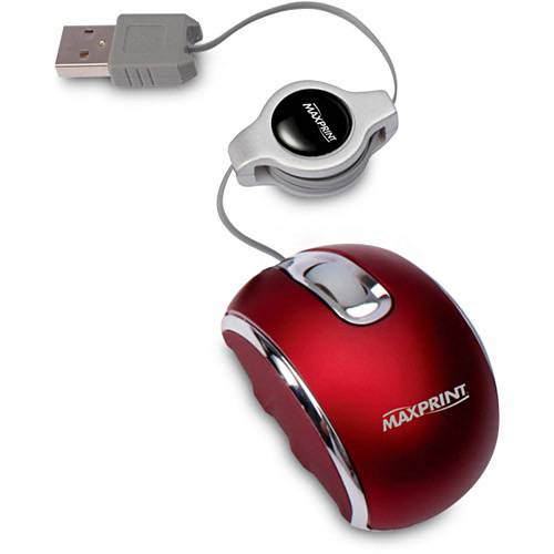 Mouse Nano Ótico Retrátil USB Vermelho - Maxprint