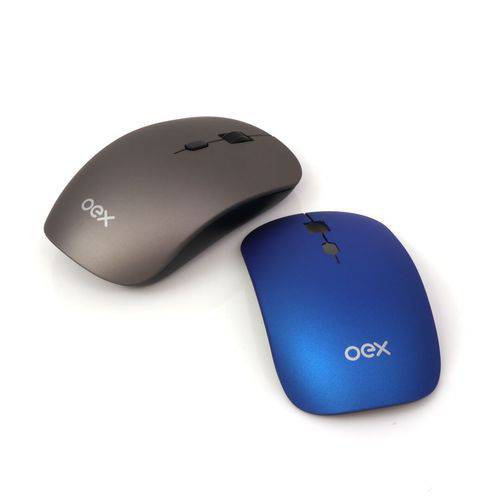 Mouse Oex Ms405 Coat, Sem Fio, Prata e Azul