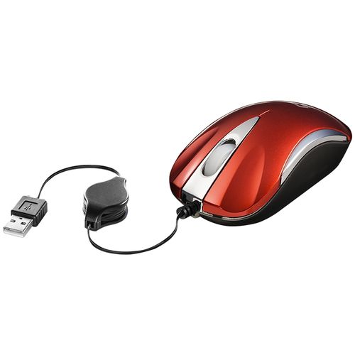 Mouse Óptico com Cabo Retrátil 800dpi Vermelho MS3207 C3 TECH