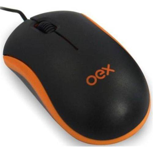 Mouse Óptico com Fio Oex Ms103 Preto e Laranja