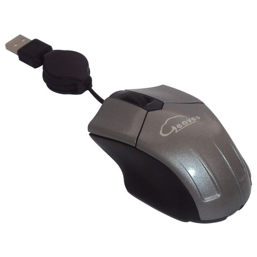 Mouse Óptico Retrátil Mini USB Cinza - 506