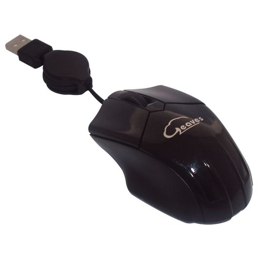 Mouse Óptico Retrátil Mini USB Preto - 503