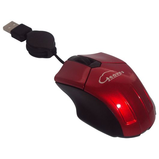 Mouse Óptico Retrátil Mini USB Vermelho - 505