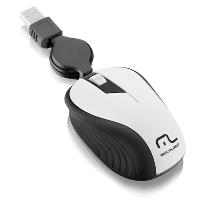 Mouse Óptico Retrátil Multilaser 1200DPI USB Branco- MO234 MO234