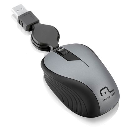 Mouse Óptico Retrátil Multilaser 1200dpi USB Cinza- MO232 MO232