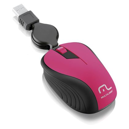 Mouse Óptico Retrátil Multilaser 1200dpi USB Rosa- MO233 MO233