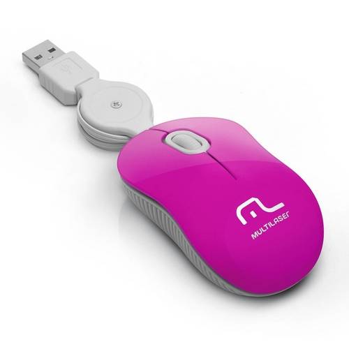 Mouse Óptico Retrátil Multilaser Super Mini Pink Usb - 185