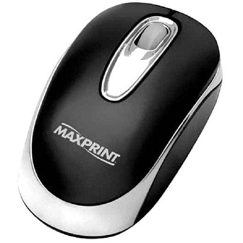 Mouse Óptico USB Preto/Prata - Maxprint