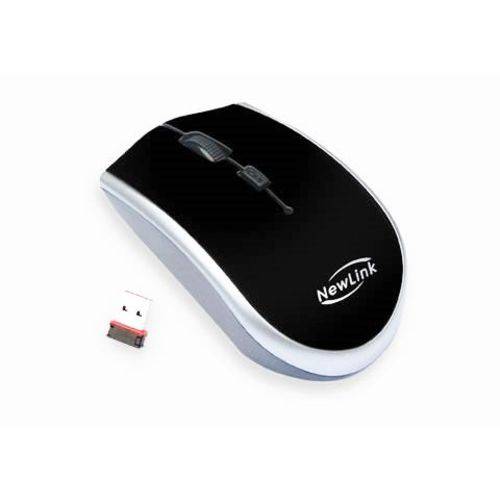Mouse Óptico Wireless 1600dpi Preto e Prata Start MO202 Newlink