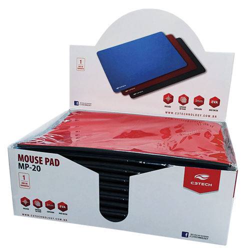 Mouse Pad C3tech MP-20 Caixa com 20 Unidades Cores Diversas