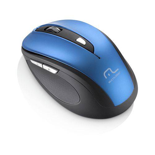 Mouse Sem Fio 1600dpi USB 6 Botões Preto e Azul Multilaser -