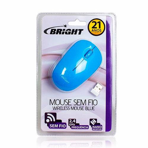 Mouse Sem Fio Bright 2,4GHz Azul 0475