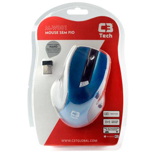 Mouse Sem Fio C3tech M-W001bl Nano Azul
