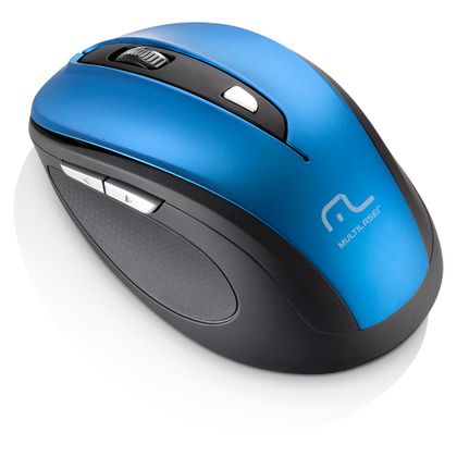 Mouse Sem Fio Multilaser 2.4 Ghz Comfort 6 Botoes Azul Metalizado e Preto Usb - MO240 MO240