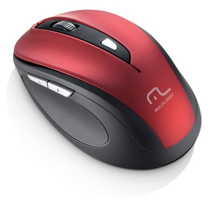 Mouse Sem Fio Multilaser 2.4 Ghz Comfort 6 Botoes Vermelho Metalizado e Preto Usb - MO239 MO239