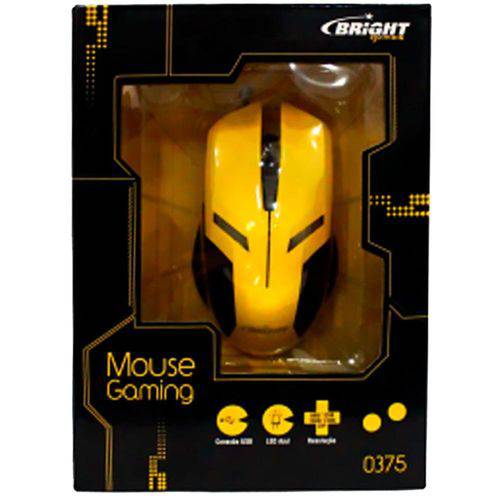 Mouse Usb Gamer Bright 0375 2400dpi Amarelo