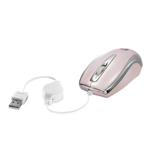 Mouse Usb Mini C3tech Retrátil Ms-3209 - Rosa/prata