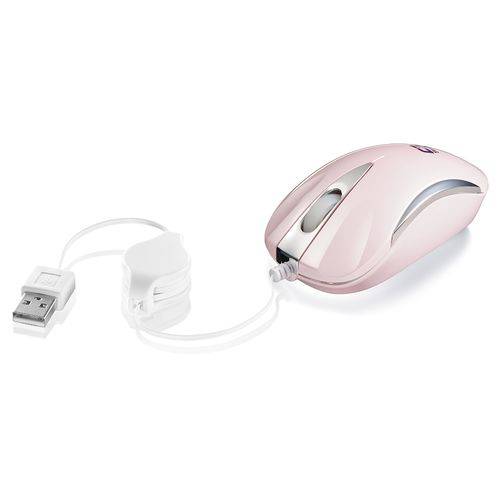 Mouse Usb Mini C3tech Retratil Ms-m3207 - Rosa/prata