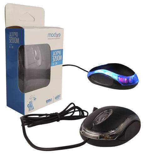 Mouse USB para Computador Notebook Optical 1000 DPI LED Azul MS-10 EXBOM