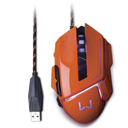 Mouse Warrior Gamer 3200 Dpi Laranja Usb Mo263