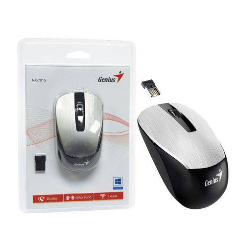Mouse Wireless Genius Nx-7015 Blueeye Prata 2,4ghz