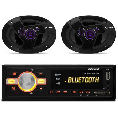 Mp3 Player Hr420 Bt Bluetooth USB + Par Alto Falante Pioneer Ts-6941tbr 6x9 Polegadas 200w Rms