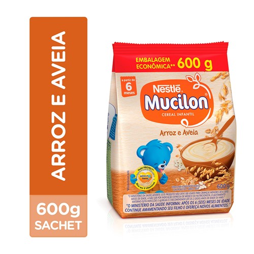 Mucilon Arroz e Aveia Cereal Infantil Sachê com 600g