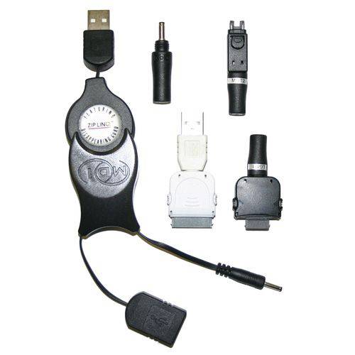 Multi-carregador USB com Cabo Retrátil para IPod, Nokia, Motorola, Lg e Samsung - Ziplinq