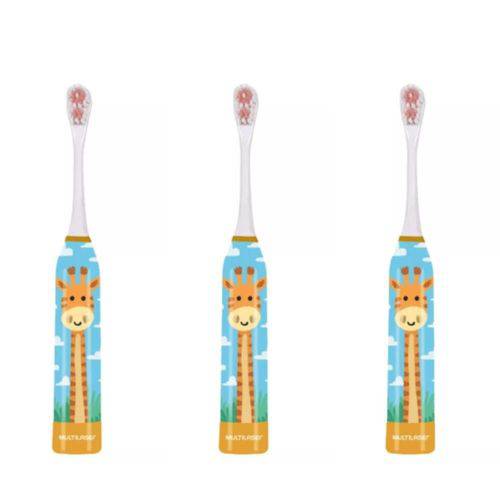 Multilaser Hc082 Escova Dental Infantil Elétrica Girafa (kit C/03)