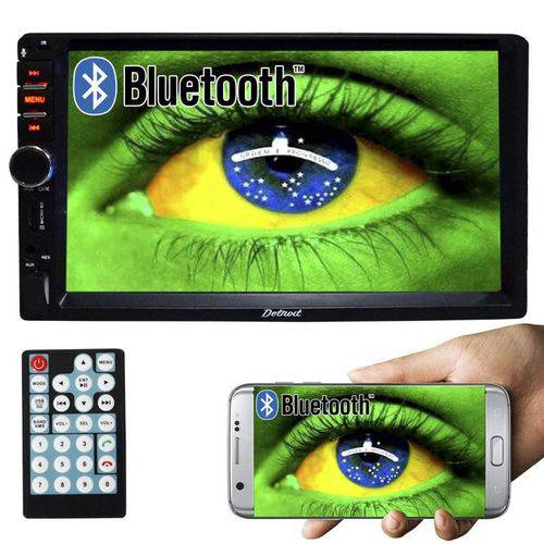 Multimídia Mp5 Vídeo Player Automotivo 2 Din Audio Tiger Detroit USB Bluetooth Espelhamento Android