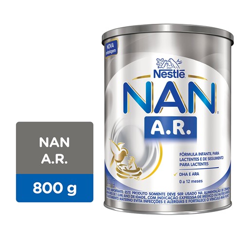 NAN AR Fórmula Infantil para Lactentes e de Seguimento para Lactentes de 0 a 12 Meses com 800g