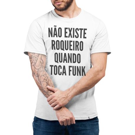 Não Existe Roqueiro Quando Toca Funk - Camiseta Basicona Unissex