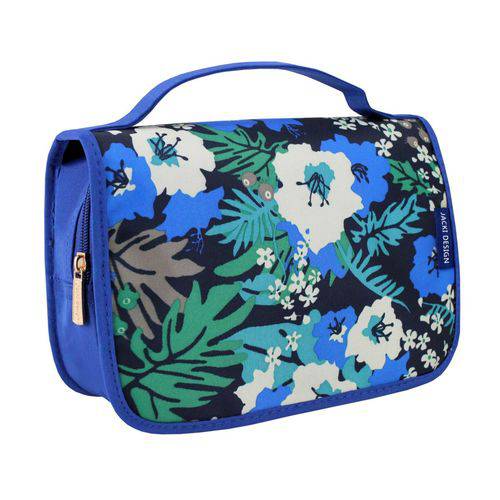 Necessaire de Viagem Estampada Azul/Floral Jacki Design