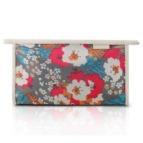 Necessaire Envelope Estampada Tam. G Bege/Floral Nylon Jacki Design