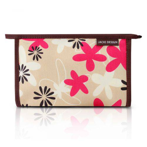 Necessaire Envelope Estampada Tam. P Marrom/Floral Nylon Jacki Design