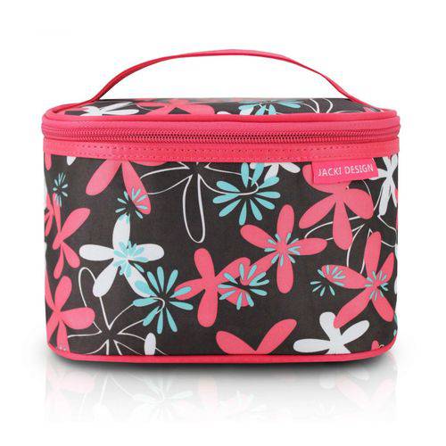 Necessaire Frasqueira Estampada Tam. P Pink/Floral Nylon Jacki Design