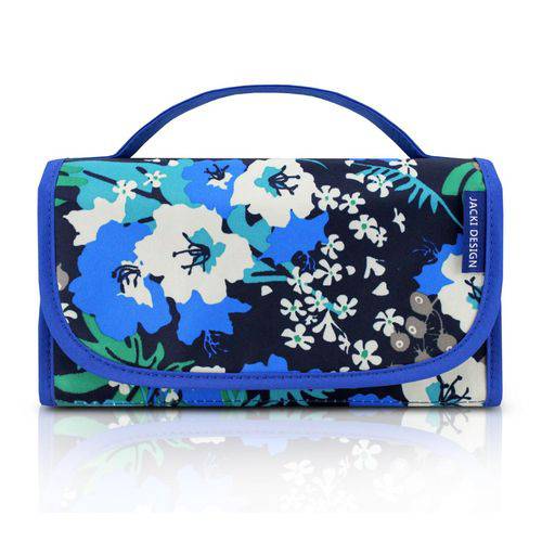 Necessaire Rocambole Estampada Azul/Floral Jacki Design