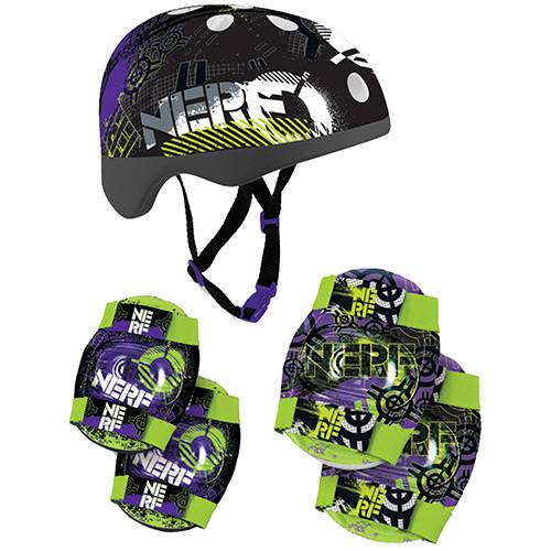 Nerf Kit de Proteção Skate B Cinza/Roxo/Verde