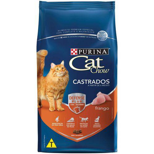Nestle Purina Cat Chow Racao Seca para Gatos Castrados Frango 1kg 10un