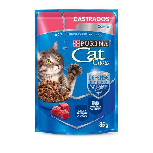 Nestle Purina Cat Chow Racao Umida para Gatos Castrados Carne ao Molho 85g