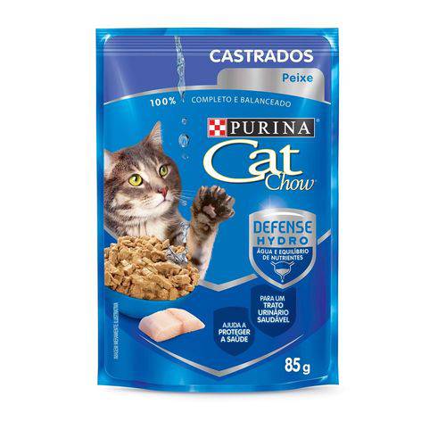 Nestle Purina Cat Chow Racao Umida para Gatos Castrados Peixe ao Molho 85g