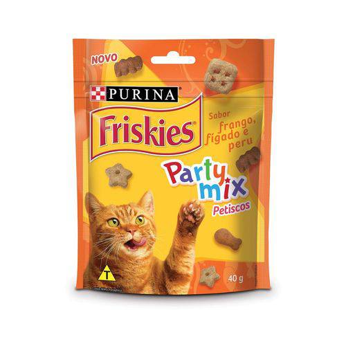 Nestle Purina Friskies Party Mix Petisco para Gatos Adultos Frango. Figado e Peru 40g