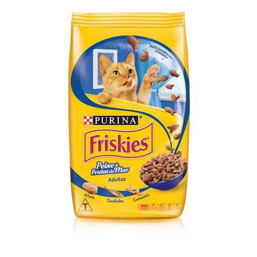 Nestle Purina Friskies Racao Seca para Gatos Adultos Peixes e Frutos do Mar 1kg 8un