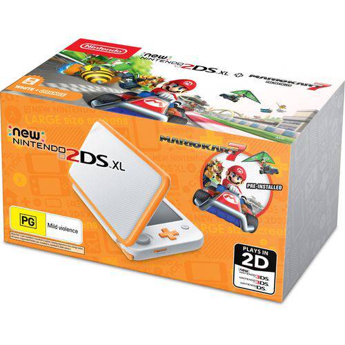 New Nintendo 2Ds XL - Branco e Laranja + Jogo Mario Kart 7